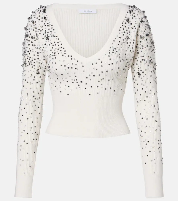  Max Mara Max Mara Gang Embellished Wool-blend Sweater 