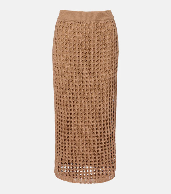  Max Mara Max Mara Geode Open-knit Cotton Midi Skirt 
