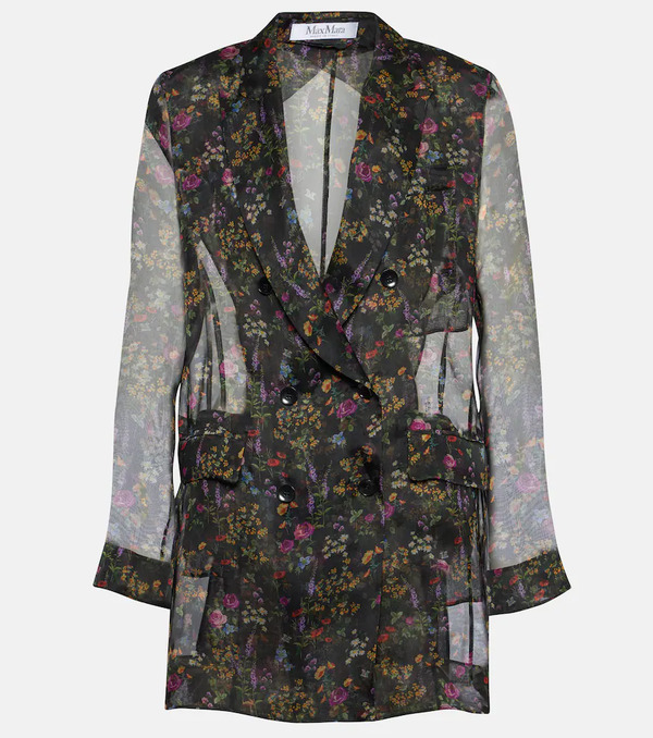  Max Mara Max Mara Jabot Floral Silk Organza Blouse 