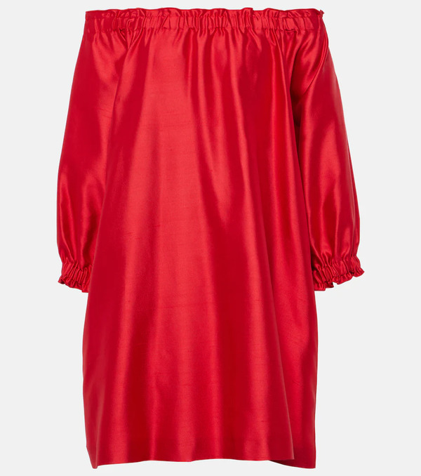  Max Mara Max Mara Lepre Off-shoulder Silk And Cotton Minidress 