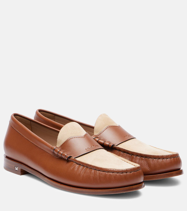  Max Mara Max Mara Logo Leather And Suede Mocassins 