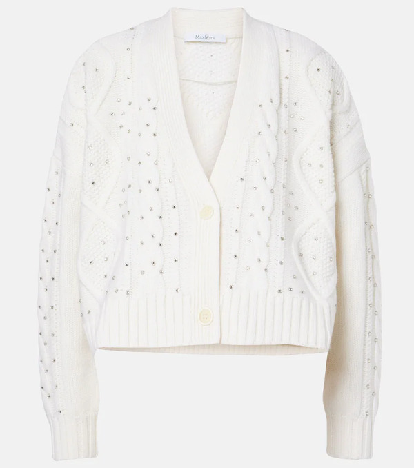  Max Mara Max Mara Musica Cable-knit Wool And Cashmere Cardigan 
