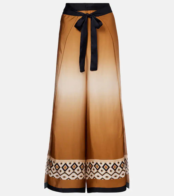  Max Mara Max Mara Printed Satin Cropped Wide-leg Pants 