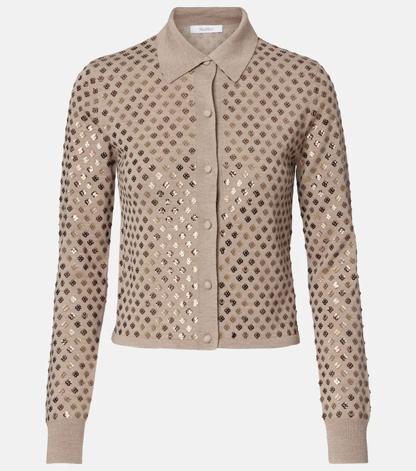  Max Mara Max Mara Ragno Sequined Virgin Wool Cardigan 