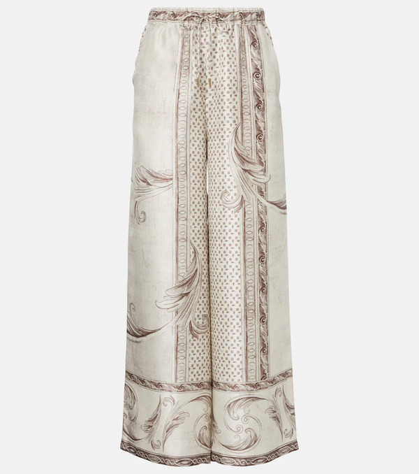  Max Mara Max Mara Rive Printed Silk Satin Wide-leg Pants 