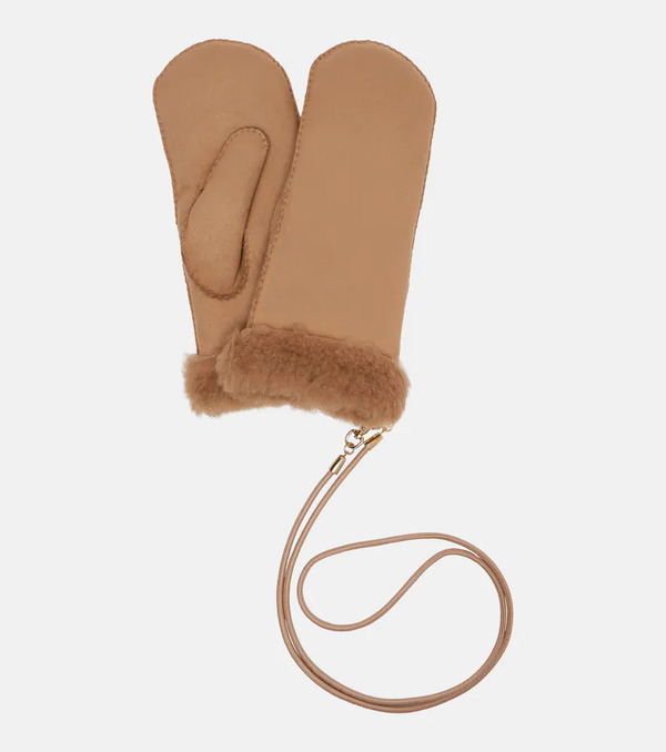  Max Mara Max Mara Sand Shearling-lined Mittens 