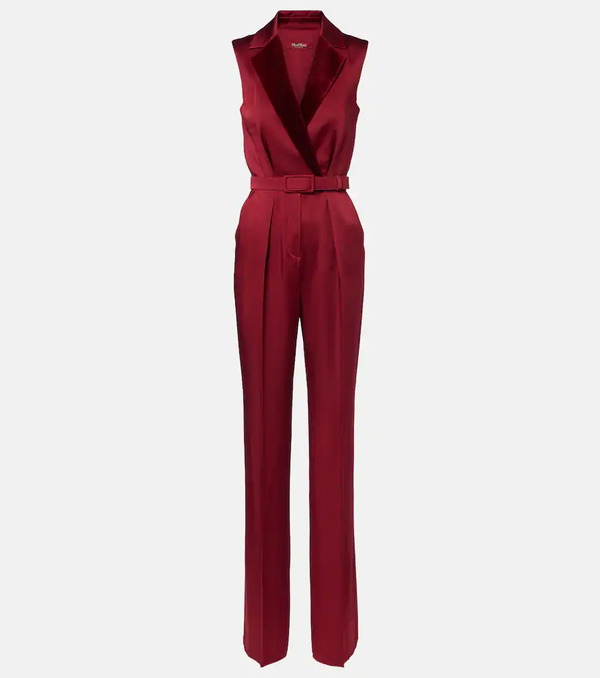  Max Mara Max Mara Scalata Velvet-trimmed Satin Jumpsuit 