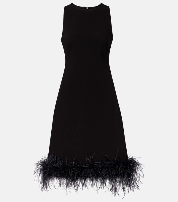  Max Mara Max Mara Semito Feather-trimmed Midi Dress 