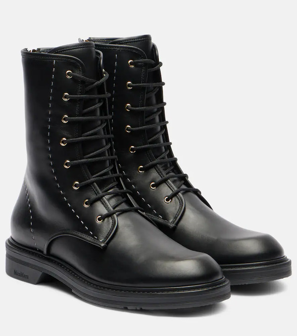  Max Mara Max Mara Urbancombat Leather Combat Boots 