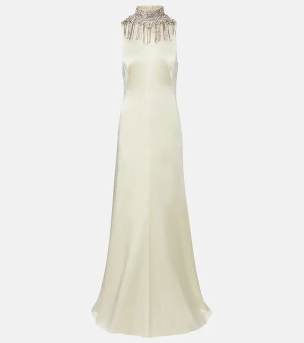  Mcqueen Mcqueen Embellished Satin Gown 
