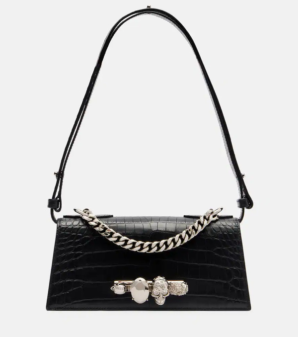  Mcqueen Mcqueen Jewelled Mini Leather Shoulder Bag 