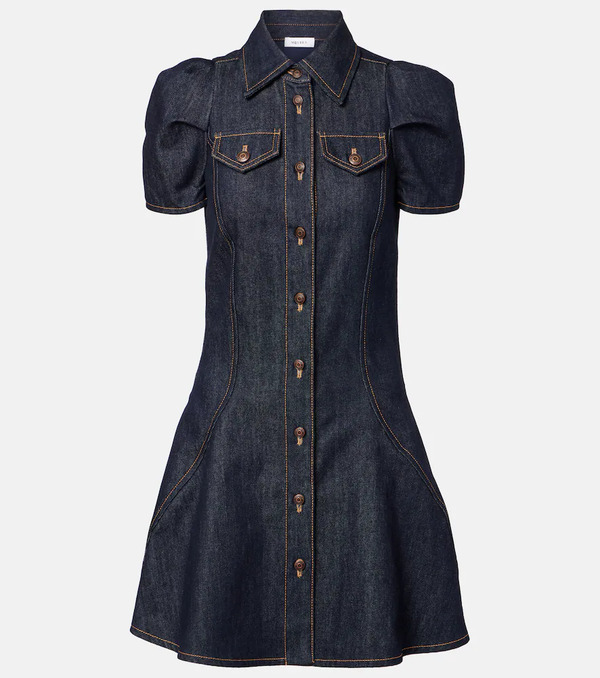  Mcqueen Mcqueen Puff-sleeve Denim Minidress 