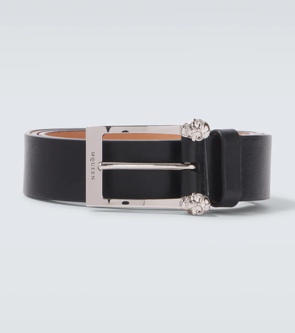  Mcqueen Mcqueen Twin Skull Leather Belt 