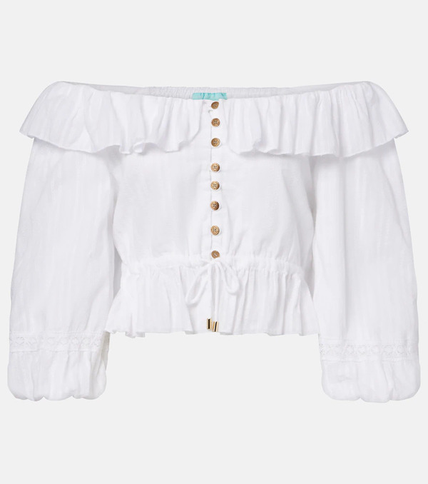  Melissa Odabash Melissa Odabash Corrine Off-shoulder Cotton Poplin Blouse 