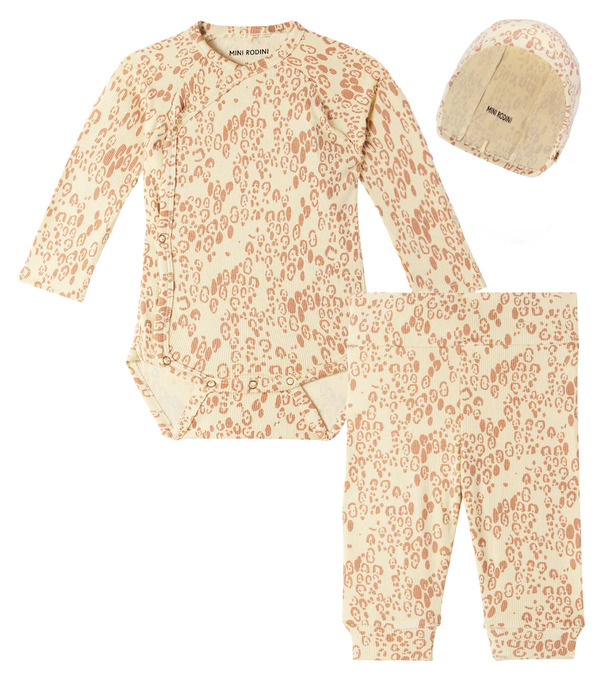  Mini Rodini Mini Rodini Baby Bodysuit, Leggings, And Beanie Set 