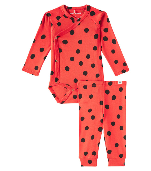  Mini Rodini Mini Rodini Baby Dots Cotton Body And Pants Set 