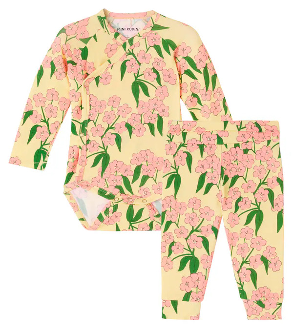  Mini Rodini Mini Rodini Baby Floral Bodysuit And Pants Set 