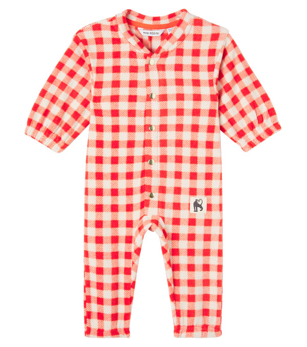  Mini Rodini Mini Rodini Baby Gingham Fleece Onesie 