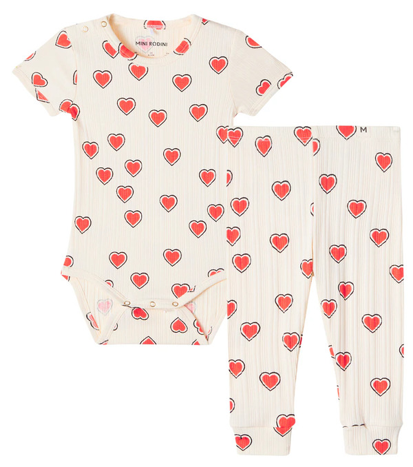  Mini Rodini Mini Rodini Baby Printed Bodysuit And Pants Set 