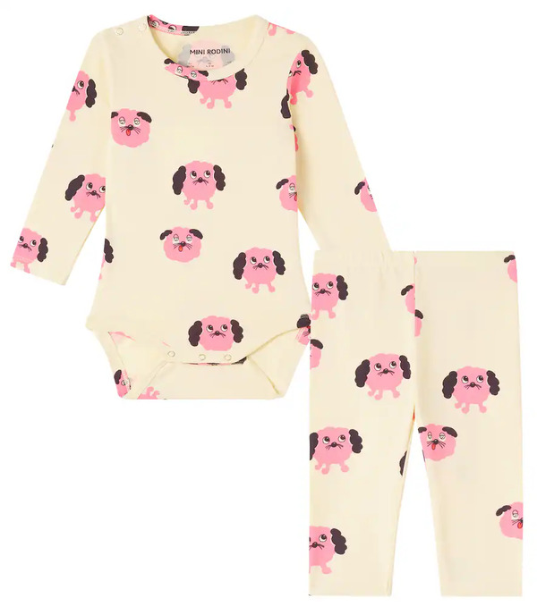  Mini Rodini Mini Rodini Baby Printed Bodysuit And Pants Set 