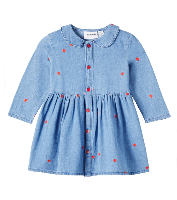  Mini Rodini Mini Rodini Embroidered Denim Shirt Dress 