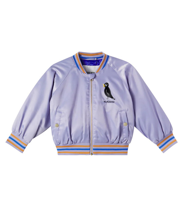  Mini Rodini Mini Rodini Embroidered Logo Satin Bomber Jacket 