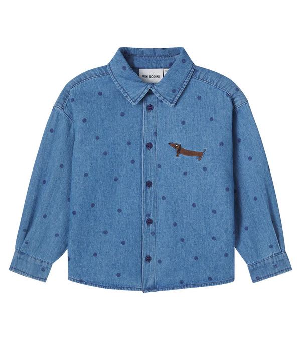  Mini Rodini Mini Rodini Embroidered Polka-dot Denim Shirt 