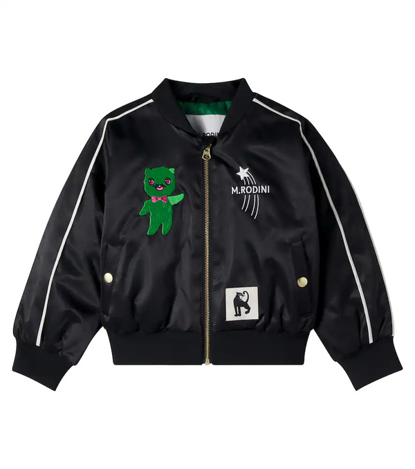 Mini Rodini Mini Rodini Embroidered Satin Varsity Jacket 