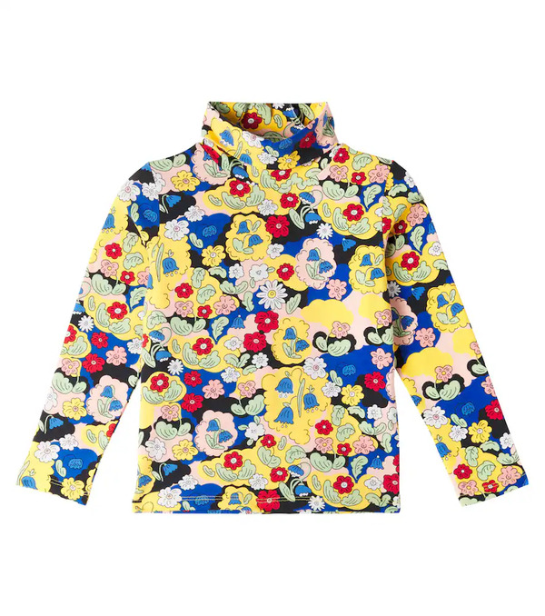  Mini Rodini Mini Rodini Floral Cotton-blend Turtleneck Top 