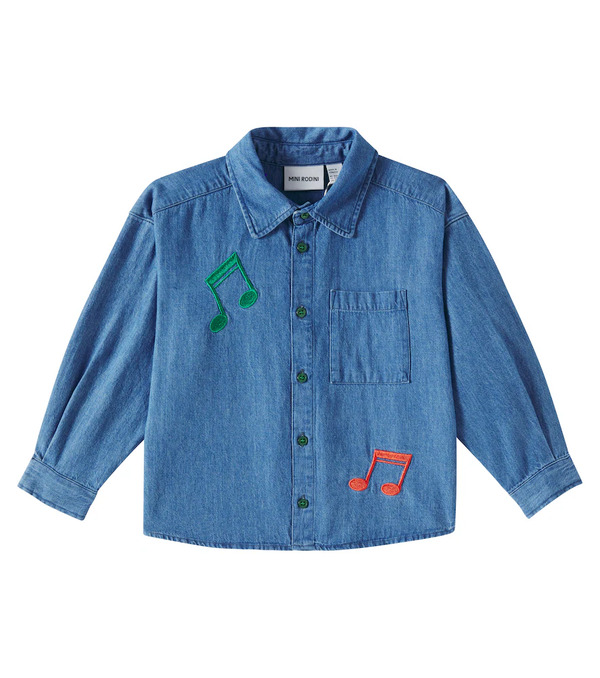  Mini Rodini Mini Rodini Note Embroidered Denim Shirt 