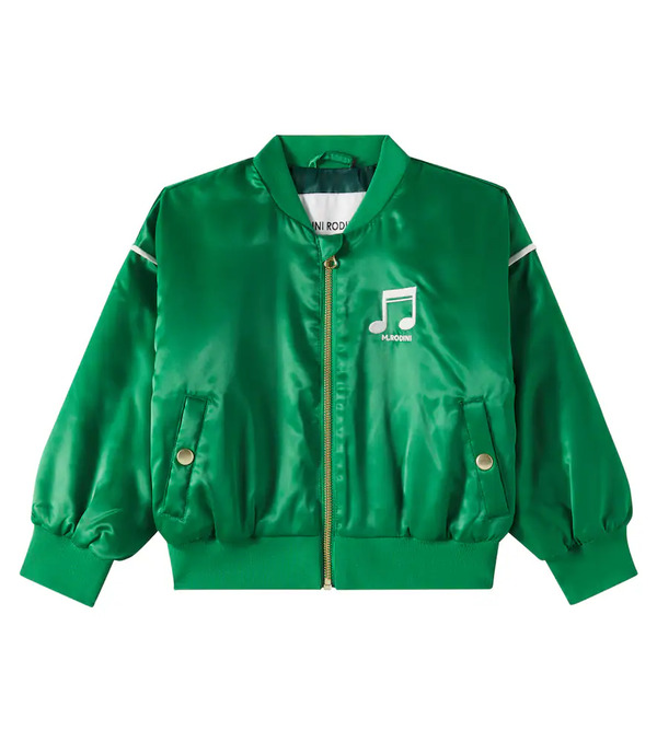  Mini Rodini Mini Rodini Note Padded Satin Varsity Jacket 