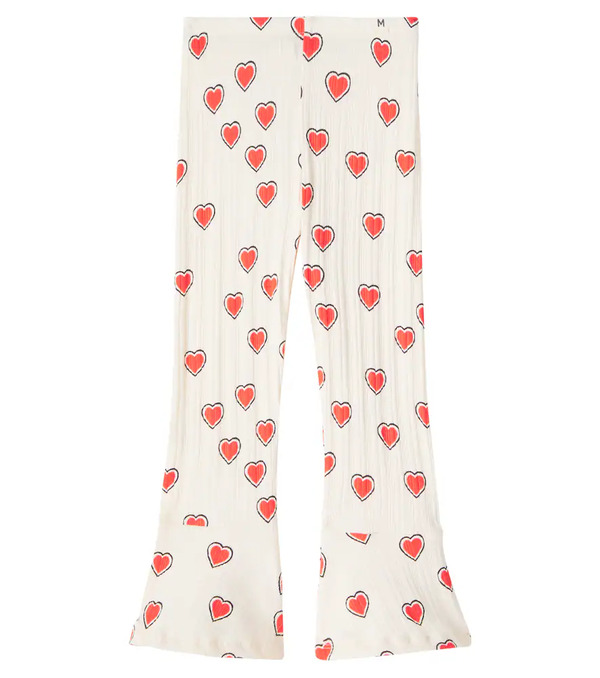  Mini Rodini Mini Rodini Outlined Hearts Cotton-blend Flared Pants 