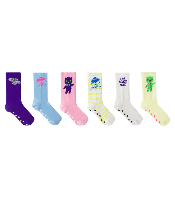  Mini Rodini Mini Rodini Set Of 6 Cotton-blend Socks 