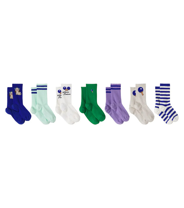  Mini Rodini Mini Rodini Set Of 7 Cotton-blend Socks 