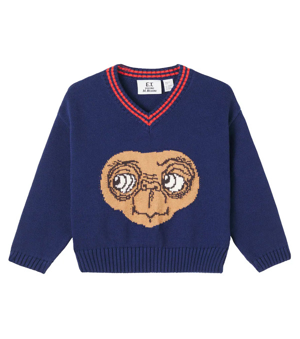  Mini Rodini Mini Rodini X E.t. Intarsia Cotton Sweater 