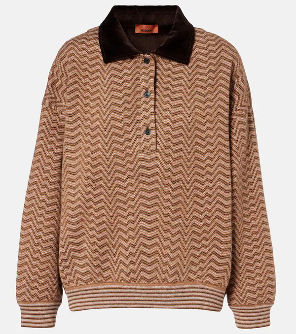  Missoni Missoni Zigzag  Wool And Cotton Polo Sweater 
