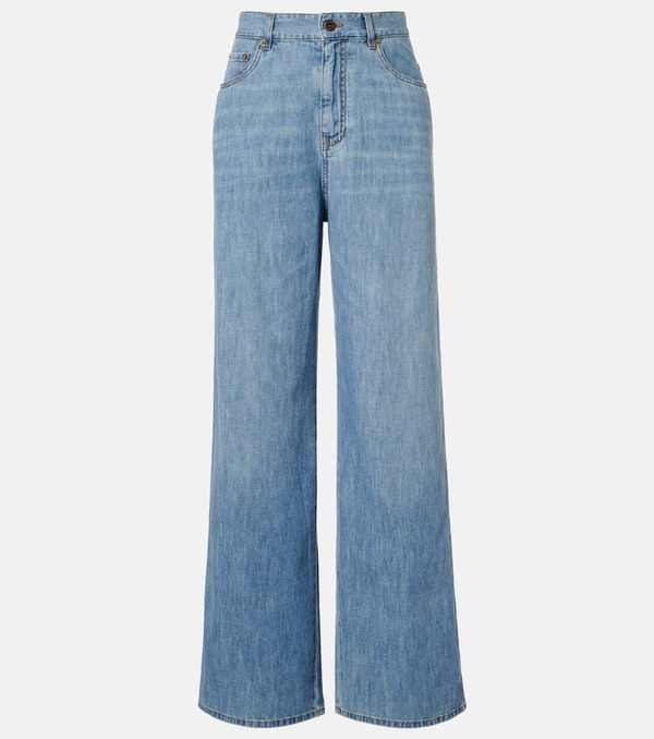  Miu Miu Miu Miu Chambray Wide-leg Pants 