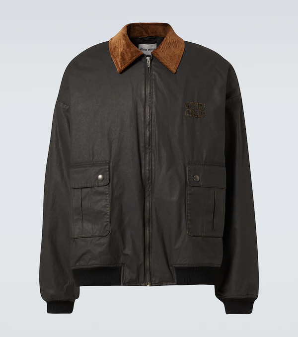  Miu Miu Miu Miu Coated Cotton Poplin Bomber Jacket 