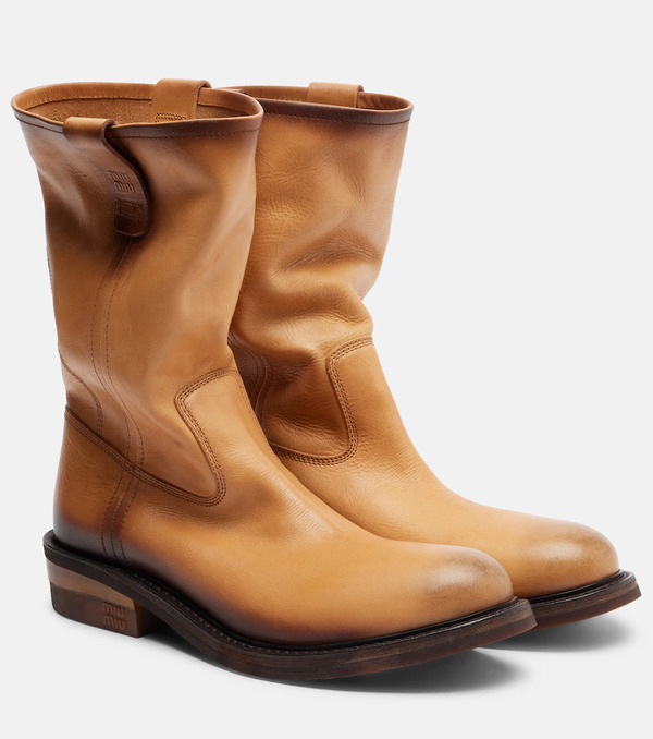  Miu Miu Miu Miu Foule Leather Ankle Boots 