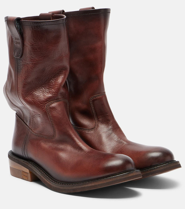  Miu Miu Miu Miu Foule Leather Ankle Boots 