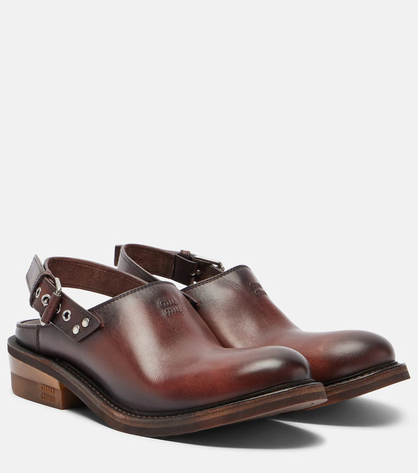  Miu Miu Miu Miu Foule Leather Clogs 