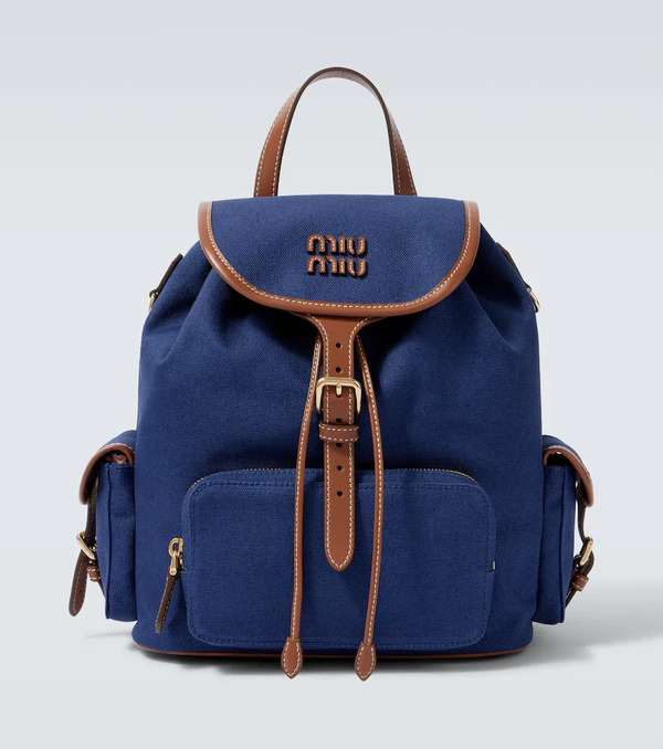  Miu Miu Miu Miu Leather-trimmed Canvas Backpack 