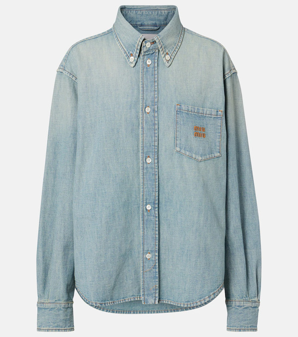  Miu Miu Miu Miu Logo Chambray Shirt 