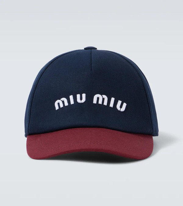  Miu Miu Miu Miu Logo Cotton Drill Baseball Cap 