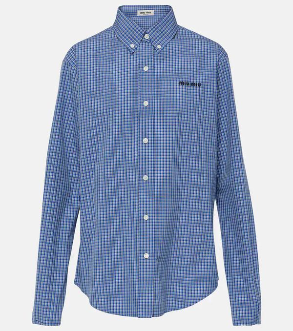  Miu Miu Miu Miu Logo Cotton Poplin Shirt 