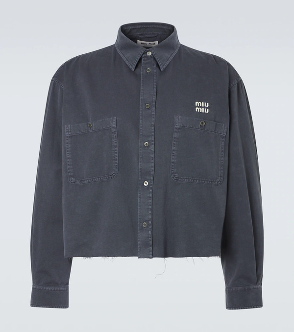  Miu Miu Miu Miu Logo Denim Shirt 