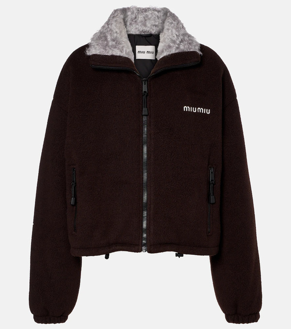  Miu Miu Miu Miu Logo Gabardine Bomber Jacket 