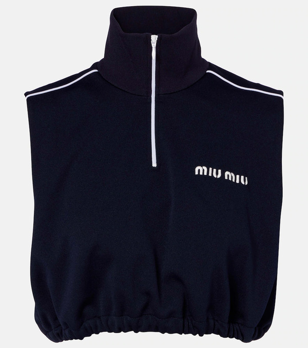  Miu Miu Miu Miu Logo Jersey Crop Top 