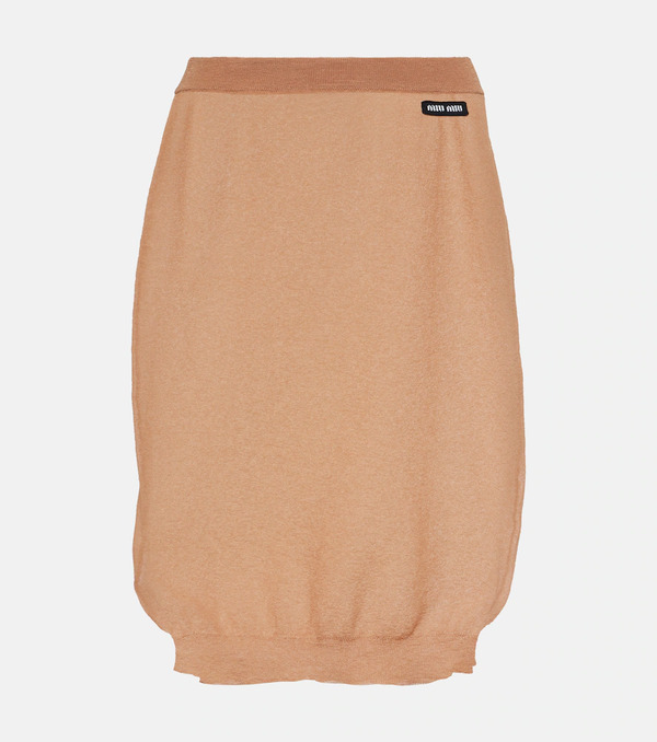  Miu Miu Miu Miu Logo Knitted Midi Skirt 