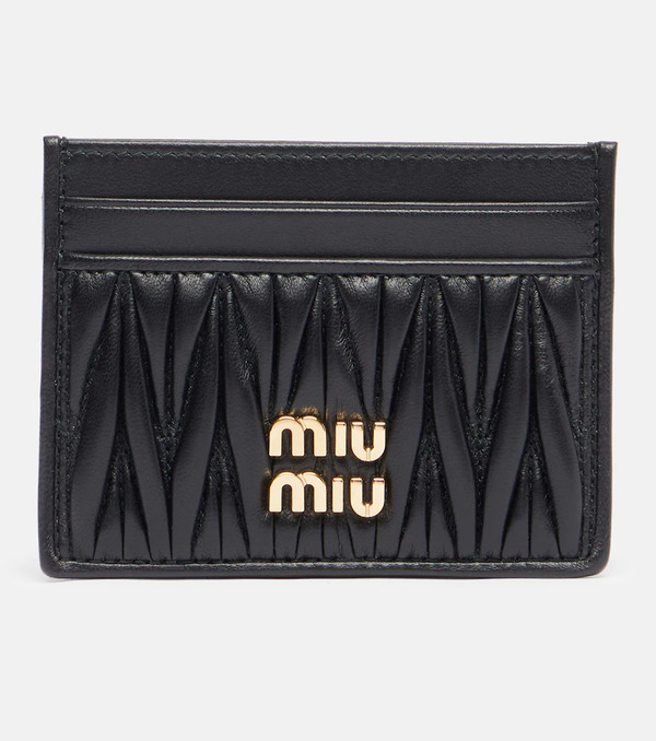  Miu Miu Miu Miu Logo Matelasse Leather Card Holder 